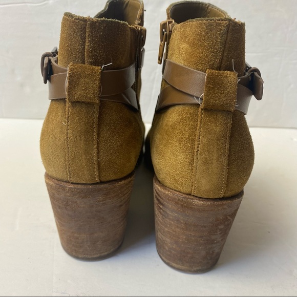 Crown Vintage Gabiann Suede Block Heel Booties - 9 Brown Tan Zipper - Picture 8 of 12